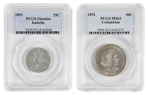 TWO EARLY U.S. COMMEMORATIVE COINS1892