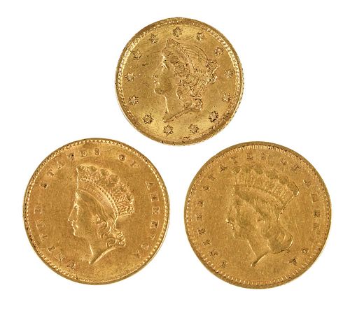 TYPE I II AND III GOLD DOLLARS1854 37a7a8