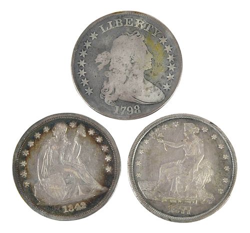 THREE SILVER DOLLARS VARIOUS TYPES1798 37a7b9