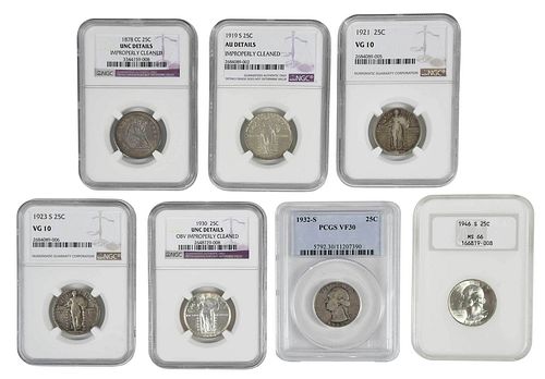 SEVEN GRADED QUARTERS1878 CC seated 37a7b5