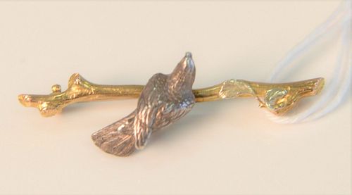 GOLD PIN IN FORM OF A BRANCH MOUNTED