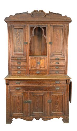 CHESTNUT VICTORIAN TWO PART CABINET 37a85c