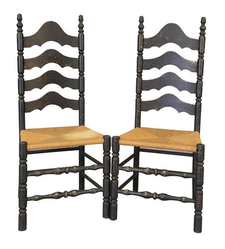 SET OF EIGHT LADDERBACK SIDE CHAIRS
