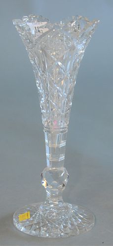 HAWKES CUT GLASS TRUMPET VASE SIGNED 37a880