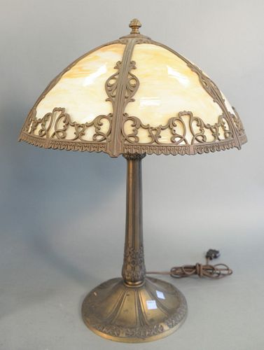 CARAMEL SLAG GLASS TABLE LAMP SIX