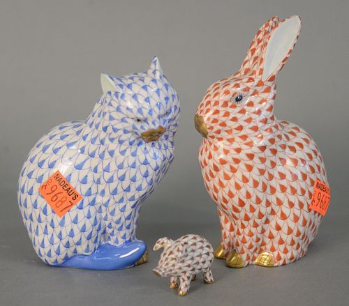 THREE HEREND ANIMAL FIGURES TO
