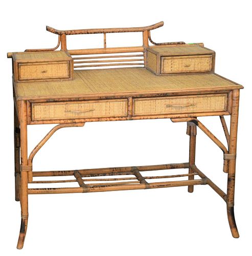 BAMBOO AND RATTAN DESK HAVING FOUR