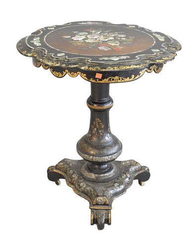 PAPER MACHE TIP TABLE WITH INLAID 37a929