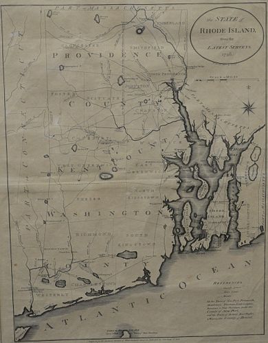 THE STATE OF RHODE ISLAND 1796 ENGRAVED