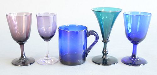 GROUP OF EARLY FREEBLOWN WINE GLASSES 37a965