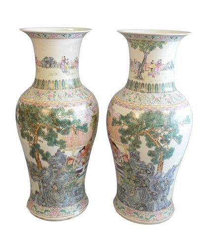 PAIR ROSE FAMILLE PALACE VASES