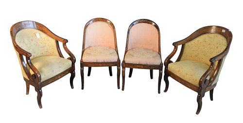 SET OF FOUR ROSEWOOD INLAID CHAIRS 37a99f