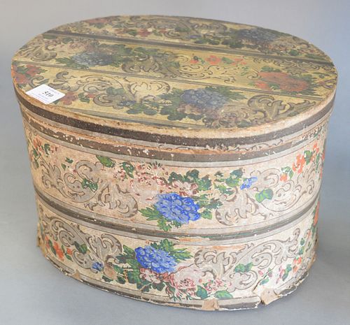 LARGE OVAL WALLPAPER BOX WITH FLORAL