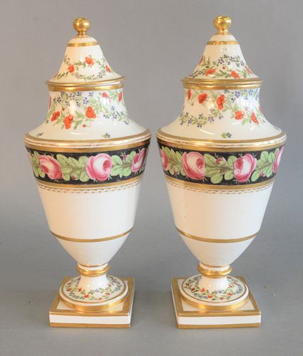 PAIR OF FRENCH PORCELAIN URNS EACH 37a9d3