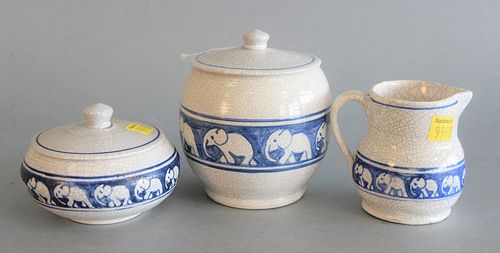 THREE DEDHAM POTTERY PIECES WITH 37a9f0