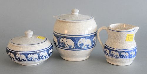 THREE DEDHAM POTTERY PIECES WITH