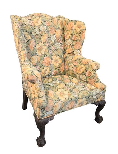 CHIPPENDALE STYLE UPHOLSTERED WING 37a9f9