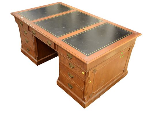LARGE CHERRY PARTNERS DESK IN THREE