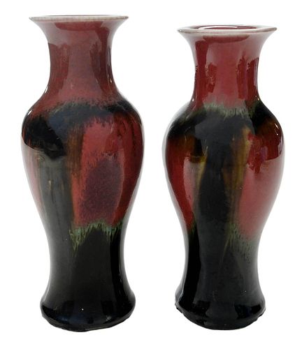 NEAR PAIR OF CHINESE FLAMBE BALUSTER