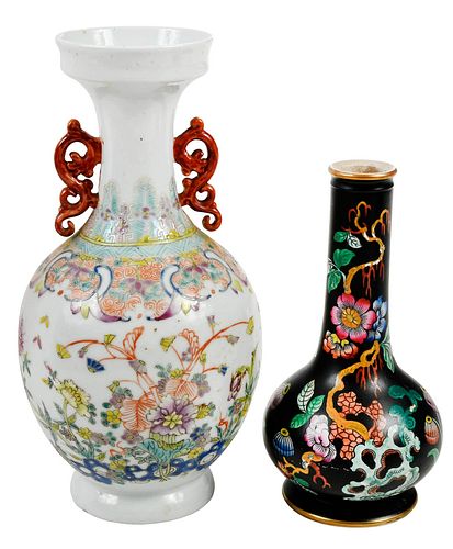 TWO CHINESE ENAMEL DECORATED PORCELAIN