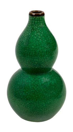 GREEN PORCELAIN CRACKLE GLAZE DOUBLE