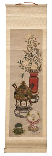 CHINESE SCROLL PAINTING OF PRECIOUS 37aae6