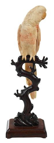 CARVED RESIN PARROT ON BRANCH FORM 37aaff