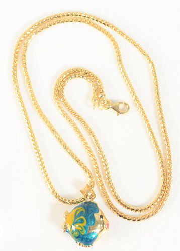 14 KARAT GOLD CHAIN WITH ENAMELED
