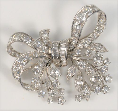 PLATINUM DIAMOND BROOCH RIBBON STYLE 37ab5d