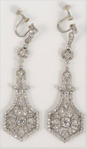 PLATINUM DIAMOND EARRINGS EDWARDIAN