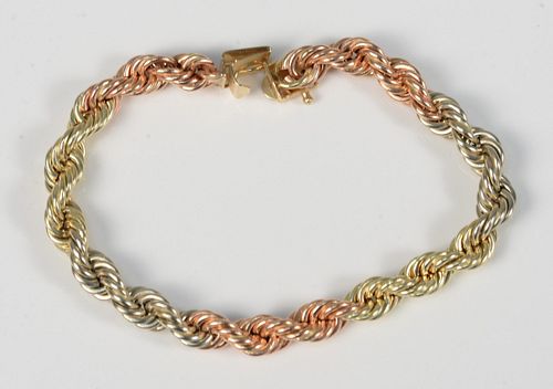 14 KARAT GOLD TWIST BRACELET TRI COLOR 37abdd