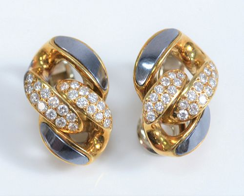 PAIR OF 18 KARAT WHITE AND YELLOW