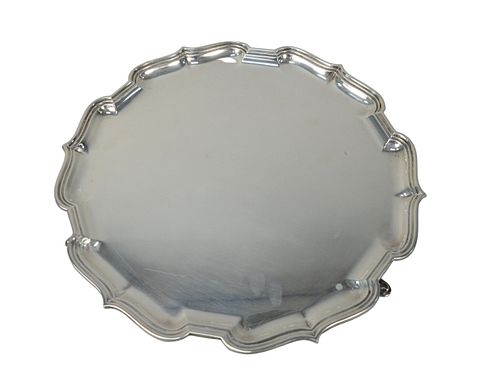 ENGLISH SILVER SALVER WITH SHAPED 37ac12