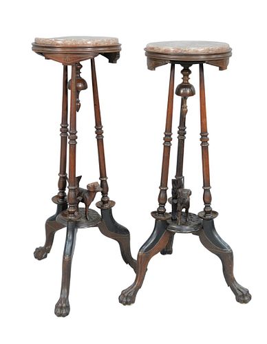 PAIR OF WALNUT VICTORIAN STANDS 37ac38