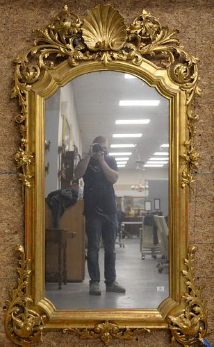 CARVED GILTWOOD MIRROR HAVING LARGE 37ac40