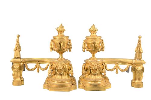 PAIR OF LATE LOUIS XV ORMOLU CHENETS 37ac60