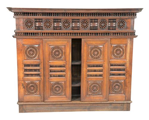 WALNUT TWO PART CABINET WITH SLIDING 37ac5a