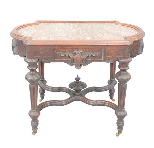 VICTORIAN WALNUT CENTER TABLE WITH