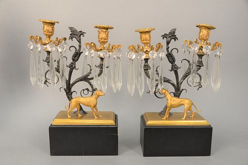 PAIR OF REGENCY DOG CANDELABRA