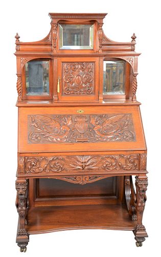 VICTORIAN MAHOGANY DESK HAVING MIRRORED