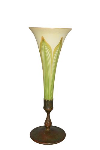 TIFFANY FAVRILE GLASS TRUMPET VASE