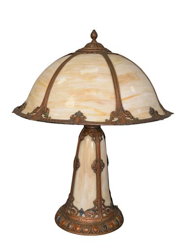 CARAMEL SLAG GLASS TABLE LAMP WITH 37acb6
