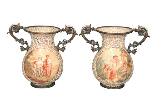 PAIR OF VIENNESE ENAMELED SILVER