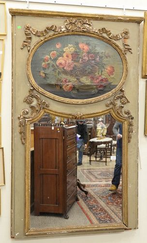 FRENCH TRUMEAU MIRROR HAVING OVAL OIL