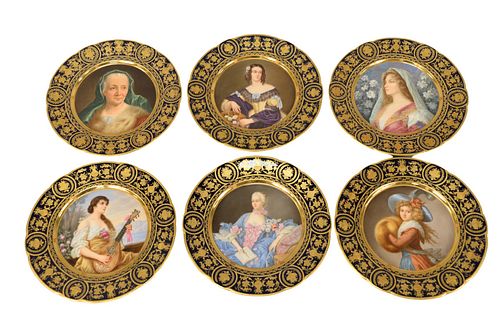 SET OF SIX GERMAN PORCELAIN PORTRAIT 37ace6