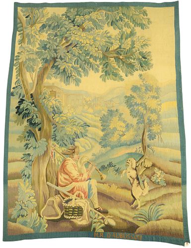 AUBUSSON PASTORAL TAPESTRY DEPICTING