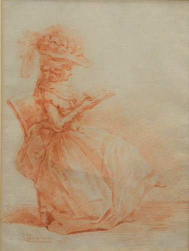 DUPLESSIS WOMAN READING RED SANGUINE