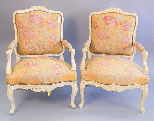 PAIR OF LOUIS XV STYLE FAUTEUIL,