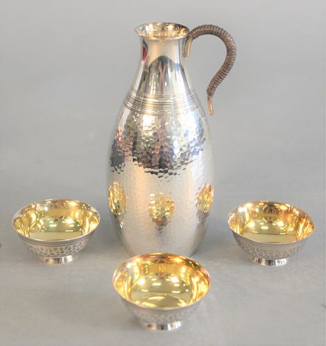 FOUR PIECE JAPANESE SILVER SAKI