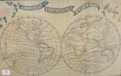 VICTORIAN SILK EMBROIDERED MAP,